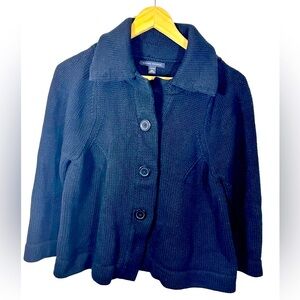 Y2K Banana Republic Black Knit Button Down Cropped Jacket Size Petite Large